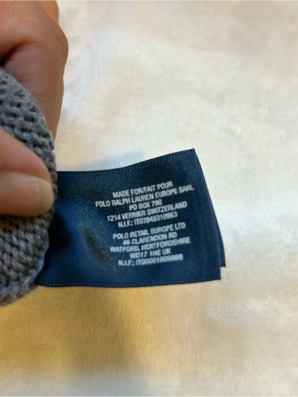 Polo Ralph Lauren Boys L 14-16 Gray Navy Striped Quarter Zip Sweater